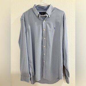 Men’s Polo Ralph Lauren Performance Stripped Button Down Shirt Light Blue